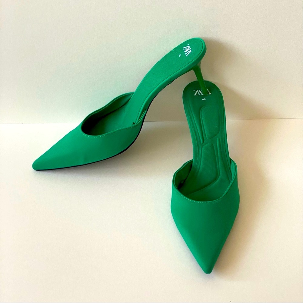 ZARA | Pointed emerald green mules | US size 9 | EU size 40